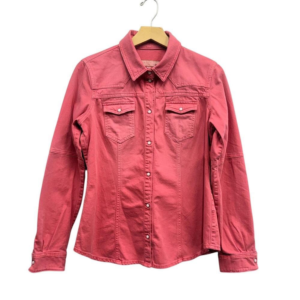Teleria Zed Women's Garment-dyed Western Denim Shirt Pink size IT 46 / US 8-10